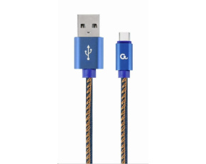 GEMBIRD Kabel USB 2.0 AM na Type-C kabel (AM/CM), 1m, opletený, jeans, blister, PREMIUM QUALITY