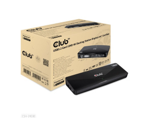 Club3D Dokovací stanice USB 3.2 Gen1 UHD 4K s certifikací DisplayLink®, 1xHDMI, 1xDP, 1xDVI-D