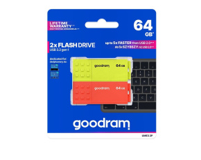 GOODRAM Flash Disk 2x64GB UME3, USB 3.0, žlutá, oranžová