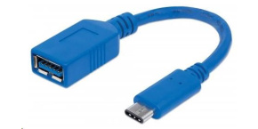 MANHATTAN Kabel USB 2.0 A - USB 3.1 C (F/M), modrý