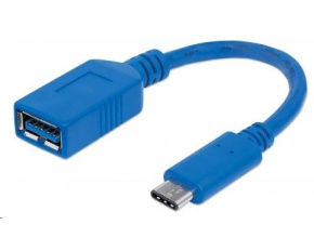 MANHATTAN Kabel USB 2.0 A - USB 3.1 C (F/M), modrý