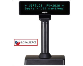 Virtuos VFD zákaznický displej Virtuos FV-2030B 2x20 9mm, USB, černý