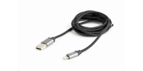 GEMBIRD Kabel USB 2.0 Lightning (IP5 a vyšší) nabíjecí a synchronizační kabel, opletený, 1,8m, černý, blister