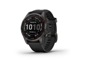 Garmin fenix 7s Sapphire Solar, Titan Carbon Gray/ Black Silicone Band