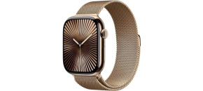 Apple Watch Series 10 GPS + Cellular 46mm Gold Titanium Case with Gold Milanese Loop - S/M