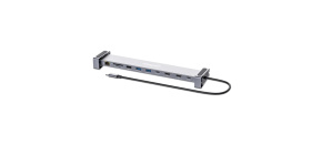 MANHATTAN Dokovací stanice USB-C 10v1, 2xHDMI, USB-C 3.0, USB-C PD 100W, 3xUSB-A 3.0, SD/microSD, RJ45