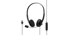 PORT stereo headset s mikrofonem, USB-A, černá