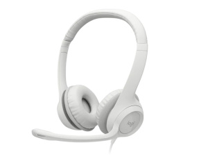 Logitech Headset H390, drátový, USB, bílá