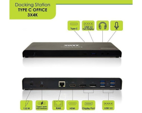 PORT dokovací stanice USB-C 9v1 3x4K, 2x Display Port, HDMI,3x USB, USB-C, Ethernet, jack