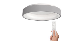 Solight LED stropní světlo kulaté Treviso, 48W, 2880lm, stmívatelné, dálkové ovládání, šedá