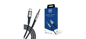 3mk audio kabel - AUX Cable USB-C - Jack 3,5 mm, 1m, černá