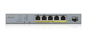 Zyxel GS1350-6HP 6 Port smart managed CCTV PoE switch, long range, 60W, 5x GbE, 1x SFP