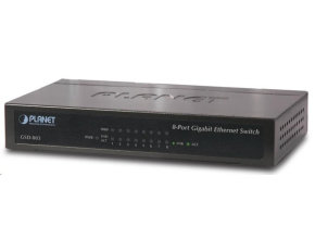 Planet switch GSD-803 10/100/1000 (8X1000BASE-T), EUP, 802.3AZ, kov