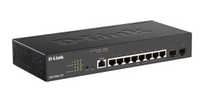 D-Link DGS-2000-10P Managed PoE switch, 8x GbE PoE+, 2x SFP, PoE 65W, fanless