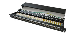 19" Patch panel XtendLan 24port, STP, Cat6, krone, černý - LED vyhledávání