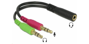 PREMIUMCORD Adaptér 4pólový jack3,5mm pro sluchátka a mikrofon, 30cm