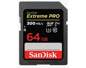 SanDisk SDHC karta 64GB Extreme PRO (300 MB/s, Class 10, UHS-II U3 V90)