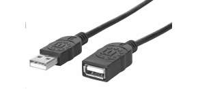 Manhattan USB kabel, USB 2.0, Male na Female, 480 Mbps, 1m, černá