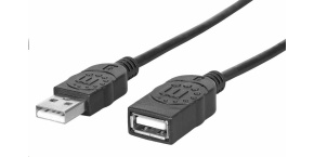 Manhattan USB kabel, USB 2.0, Male na Female, 480 Mbps, 1m, černá