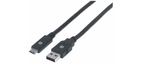 Manhattan USB kabel, USB 3.2 Gen 1, USB-A Male na USB-C Male, 5 Gbps, 2m, černá