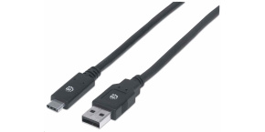 Manhattan USB kabel, USB 3.2 Gen 1, USB-A Male na USB-C Male, 5 Gbps, 2m, černá