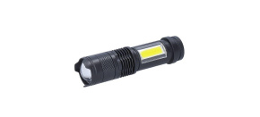 Solight LED nabíjecí kapesní svítilna se zoomem, 100lm + 70lm, Li-Ion, USB, černá