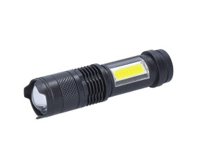 Solight LED nabíjecí kapesní svítilna se zoomem, 100lm + 70lm, Li-Ion, USB, černá