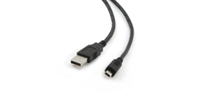 GEMBIRD Kabel USB 2.0 A-Mini B (5pin) propojovací, zlacené kontakty, 1,8m, černý