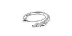 GEMBIRD Kabel USB A Male/Micro B + Type-C + Lightning, 1m, opletený, stříbrný, blister