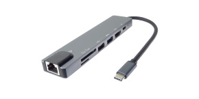 PremiumCord Adaptér USB-C na HDMI + USB3.0 + USB2.0 + PD + SD/TF + RJ45