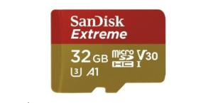 SanDisk MicroSDHC karta 32GB Extreme (100MB/s, Class 10, UHS-I U3 V30) + adaptér