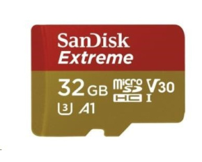 SanDisk MicroSDHC karta 32GB Extreme (100MB/s, Class 10, UHS-I U3 V30) + adaptér