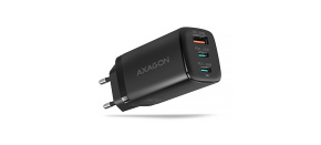 AXAGON ACU-DPQ65, GaN nabíječka do sítě 65W, 3x port (USB-A + dual USB-C), PD3.0/QC4+/PPS/Apple, černá