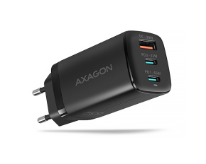 AXAGON ACU-DPQ65, GaN nabíječka do sítě 65W, 3x port (USB-A + dual USB-C), PD3.0/QC4+/PPS/Apple, černá