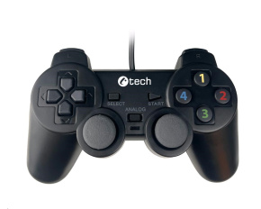 C-TECH gamepad Callon pro PC/PS3, 2x analog, X-input, vibrační, 1,8m kabel, USB