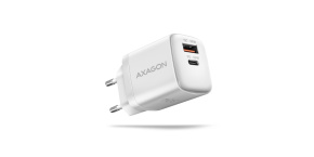 AXAGON ACU-PQ30W, Sil nabíječka do sítě 30W, 2x port (USB-A + USB-C), PD3.0/PPS/QC4+/SFC/AFC/Apple, bílá