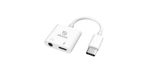 AKASA adaptér USB-C to 3.5mm Jack & PD 15W Nabíjecí port, bílá