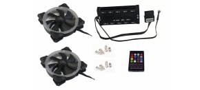 EUROCASE ventilátor RGB 120mm (Turbine blade, FullControl Led), set 2ks + controller