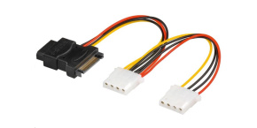 PREMIUMCORD Kabel SATA napájecí (Y) redukce -> 3x Molex 5,25" (16cm, rozdvojka)