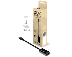 Club3D Adaptér aktivní mini DisplayPort 1.4 na HDMI 2.0b, HDR (M/F), 16cm