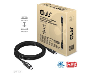 Club3D Kabel USB4 Gen3x2 Typ C 8K60Hz UHD, 40Gbps, Power Delivery 240W, (M/M), 300cm