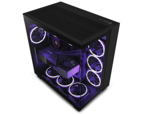 NZXT skříň H9 Flow dvoukomorová ATX / 4x120mm fan / až 10xfan / perforovaný top / proskl. bočnice, front / černá