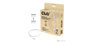 Club3D Kabel USB4 Typ-C, 80Gbps, Certifikovaný kabel, 4K540Hz, 8K240Hz, 16K60Hz, PD 240W, 1.2m, bílá