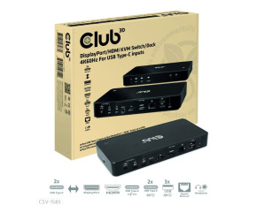 Club3D Dokovací stanice DisplayPort / HDMI KVM Switch, USB-C, PD