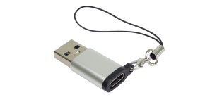 PremiumCord Adaptér USB3.0 A male - USB-C Female, stříbrná s očkem na zavěšení