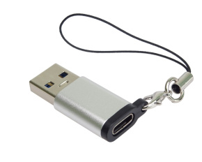 PremiumCord Adaptér USB3.0 A male - USB-C Female, stříbrná s očkem na zavěšení