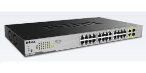 D-Link DGS-1026MP 26-Port Gigabit PoE Switch, 24x gigabit PoE RJ45, 2x gigabit RJ45/SFP, PoE budget 370W