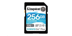 Kingston SDXC karta 256GB Canvas Go! Plus, R:170/W:90MB/s, Class 10, UHS-I, U3, V30