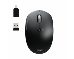 PORT bezdrátová myš COMBO PRO, 2,4 Ghz & Bluetooth, USB-A/C, černá