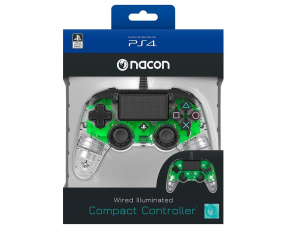 Nacon Wired Compact Controller - ovladač pro PlayStation 4 - průhledný zelený